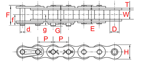 Схема: Цепь DID 06C-1 с изогнутыми прикреплениями на одном боку