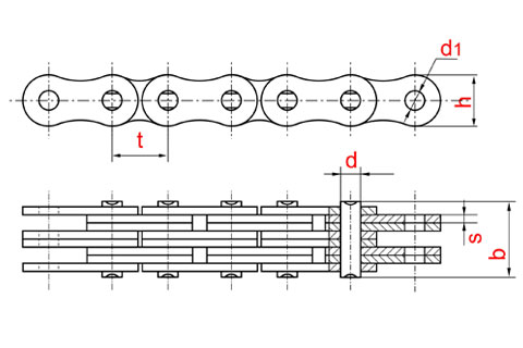 Схема: Пластинчатая цепь П-19,05-78-1-2 по ГОСТ 23540-79