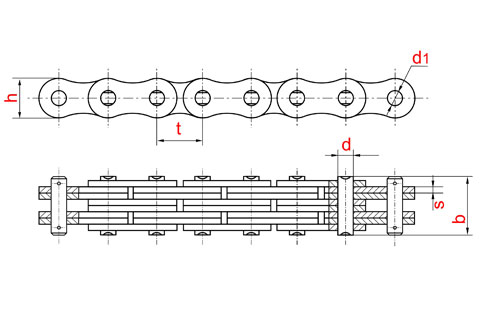 Схема: Пластинчатая цепь П-31,75-208-5-2 по ГОСТ 23540-79
