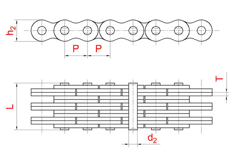 3d модель: Пластинчатая цепь  LL3266 серии LL стандарта ISO 4347 (DIN 8152)
