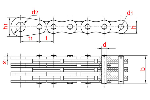 Схема: Пластинчатая цепь П-31,75-104-6-1 по ГОСТ 23540-79