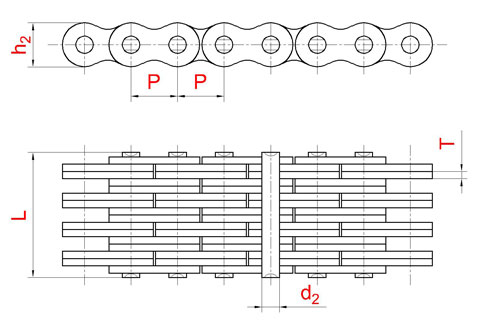 3d модель: Пластинчатая цепь  LL1688 серии LL стандарта ISO 4347 (DIN 8152)