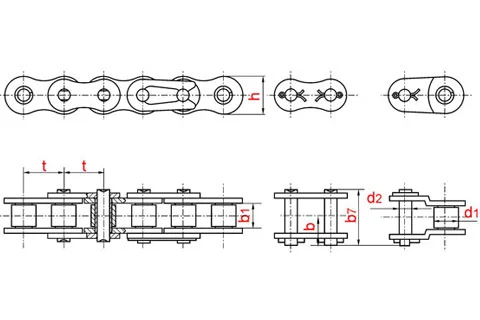 Схема: Однорядная приводная роликовая цепь ГОСТ 13568-97 ПР-44,45-172,4