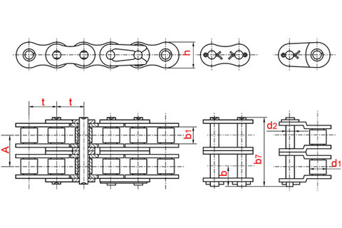 3d модель: Двухрядная приводная роликовая цепь ГОСТ 13568-97 2ПР-38,1-254
